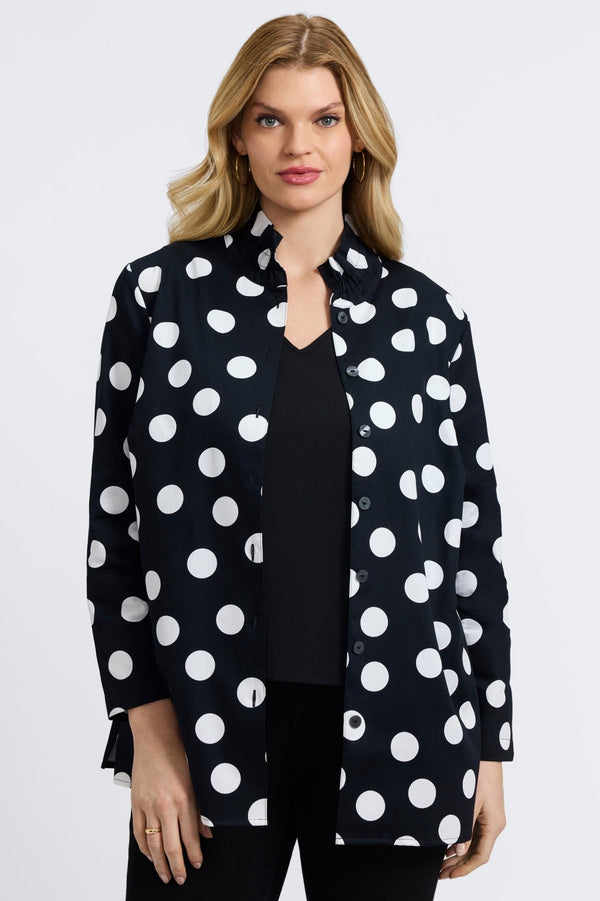 foxcroft Carolina Plus Polka Dot Long Sleeve Shirt Jacket