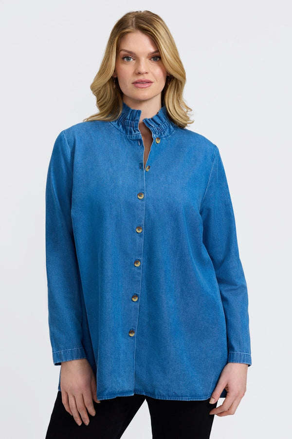 Foxcroft Carolina Plus Tencel® Denim Long Sleeve Shirt Jacket