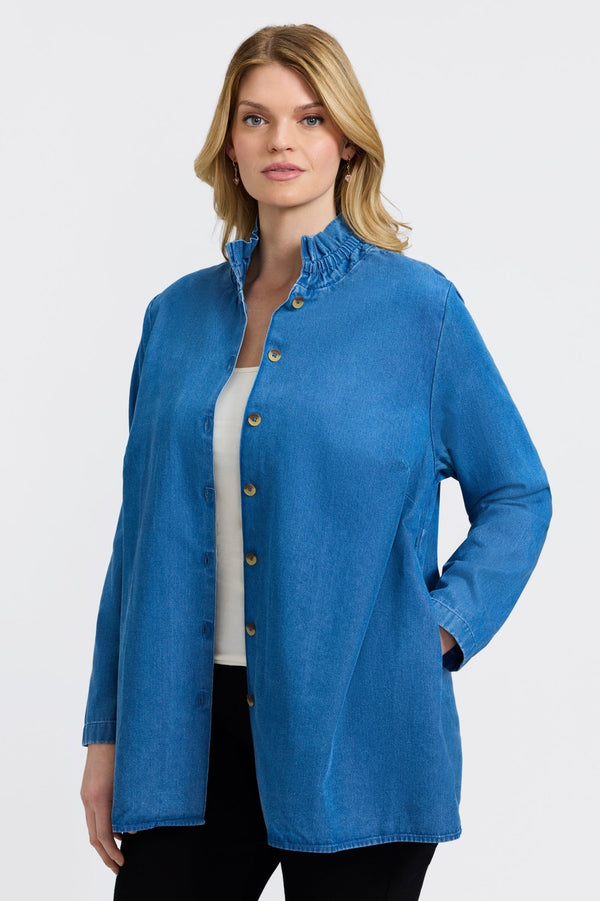 foxcroft Carolina Plus Tencel® Denim Long Sleeve Shirt Jacket