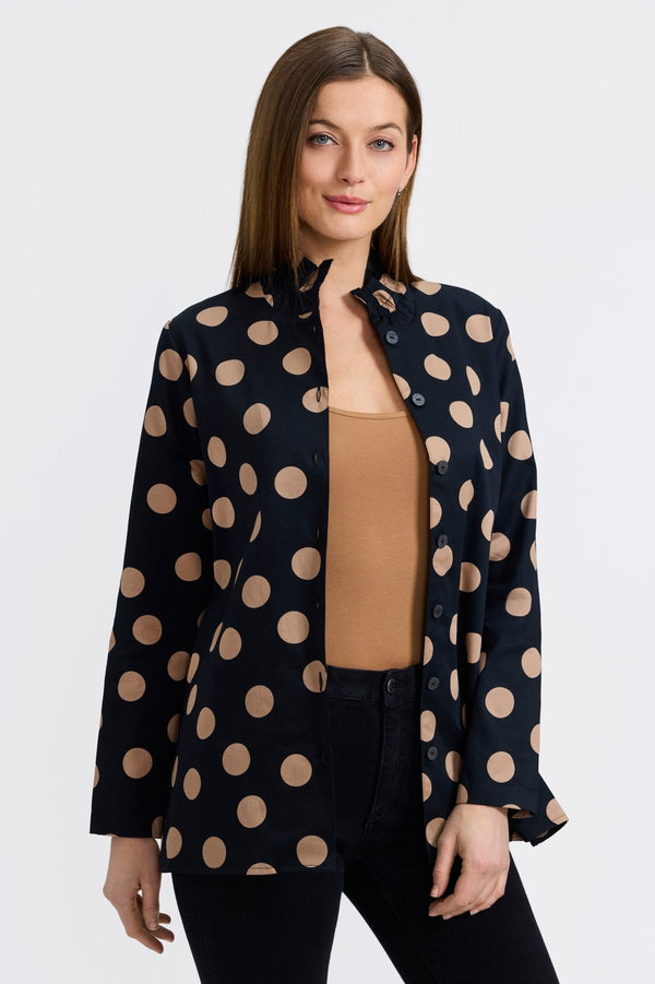 foxcroft Carolina Polka Dot Long Sleeve Shirt Jacket