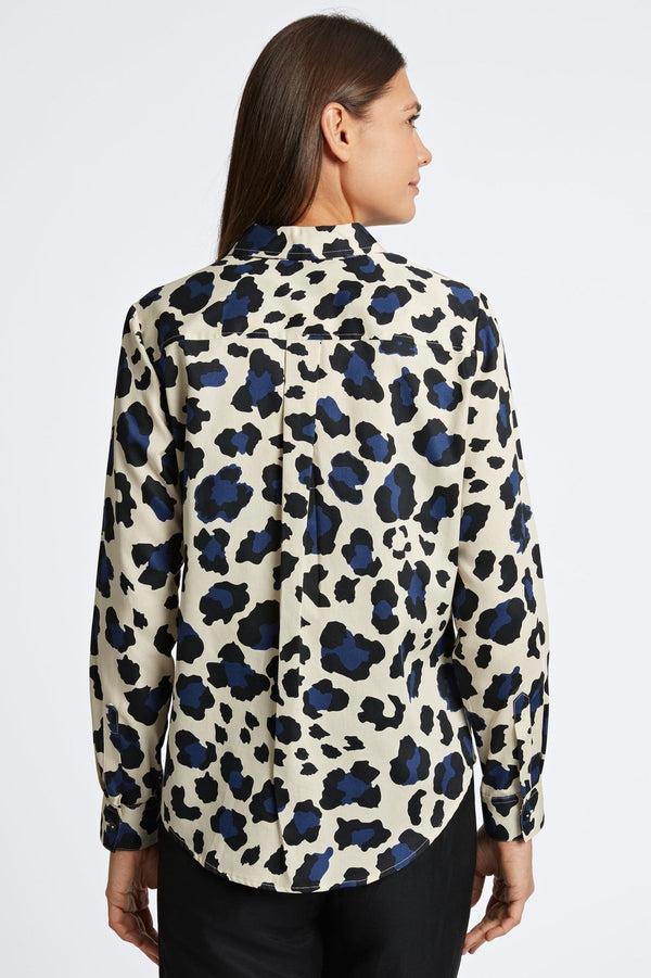 Foxcroft Charlie Large Cheetah With Border Long Sleeve Shirt