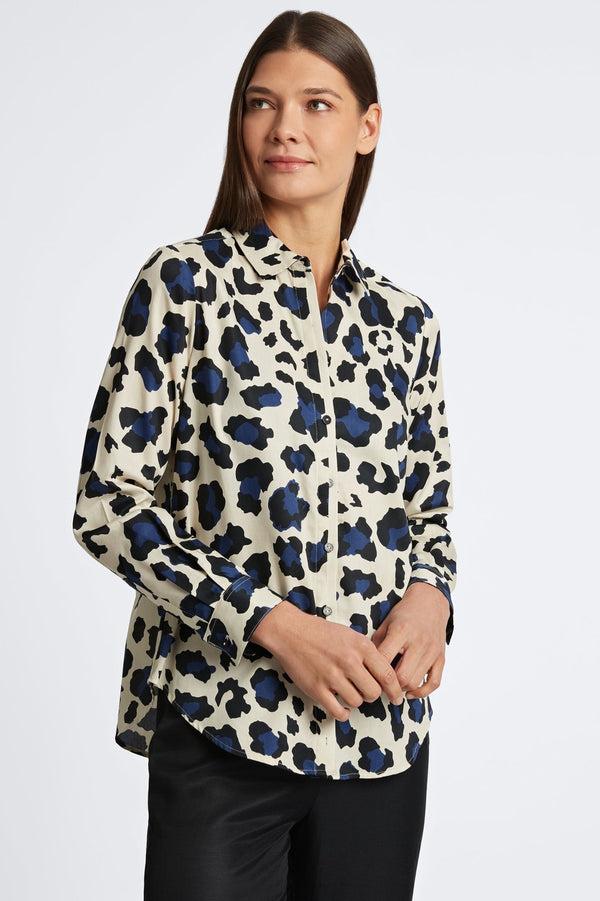 Foxcroft Charlie Large Cheetah With Border Long Sleeve Shirt