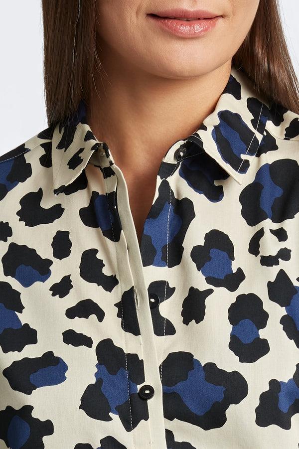 Foxcroft Charlie Large Cheetah With Border Long Sleeve Shirt