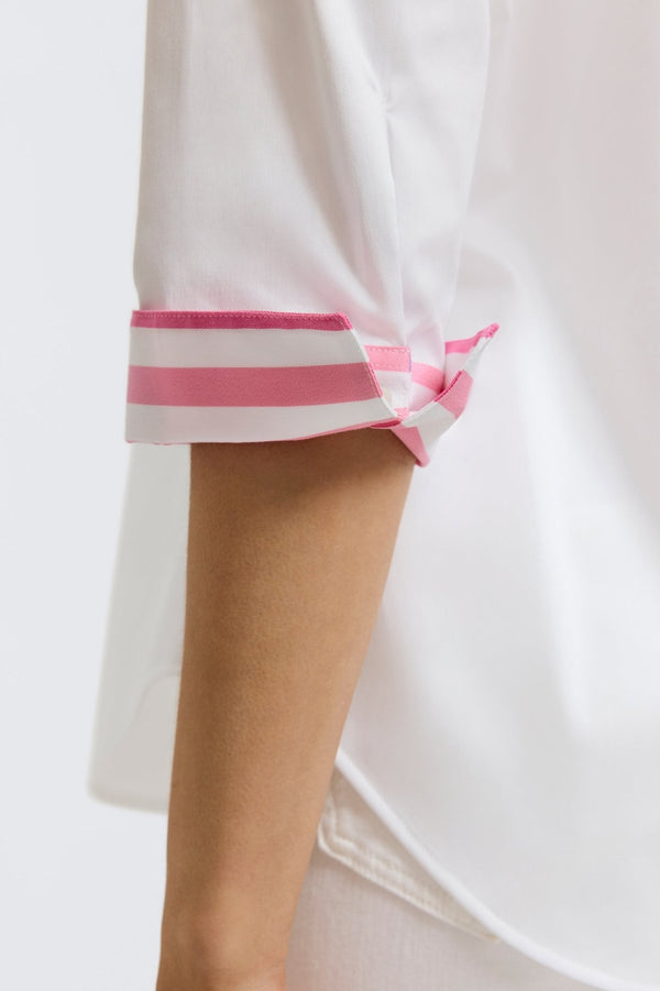 Foxcroft Charlie No Iron Stretch Ombré Stripe 3/4 Sleeve Shirt