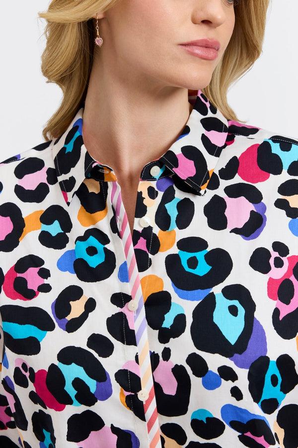 Foxcroft Charlie Plus Multicolor Leopard 3/4 Sleeve Shirt