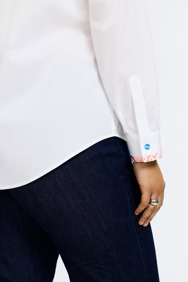 Foxcroft Charlie Plus No Iron Stretch Springtime Collage Long Sleeve Shirt