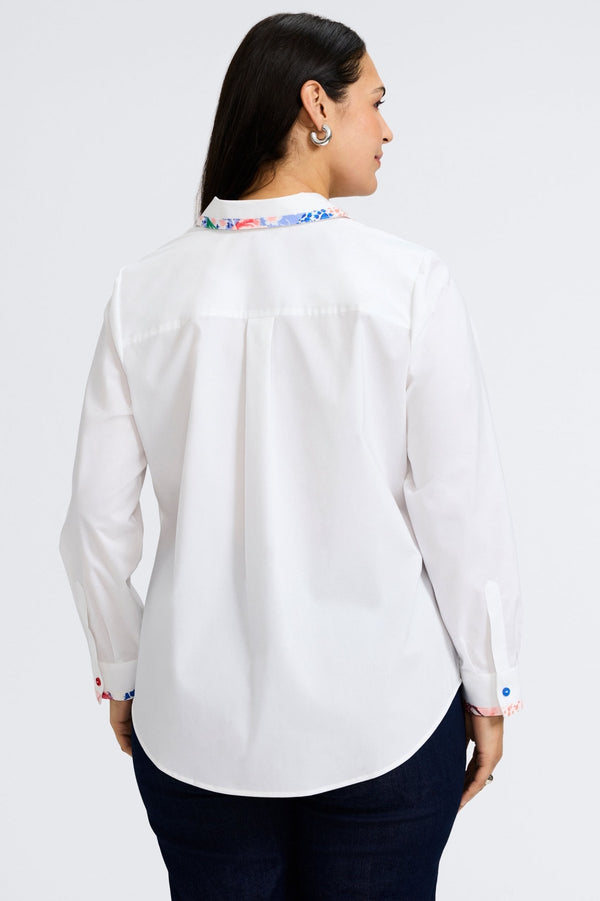 Foxcroft Charlie Plus No Iron Stretch Springtime Collage Long Sleeve Shirt