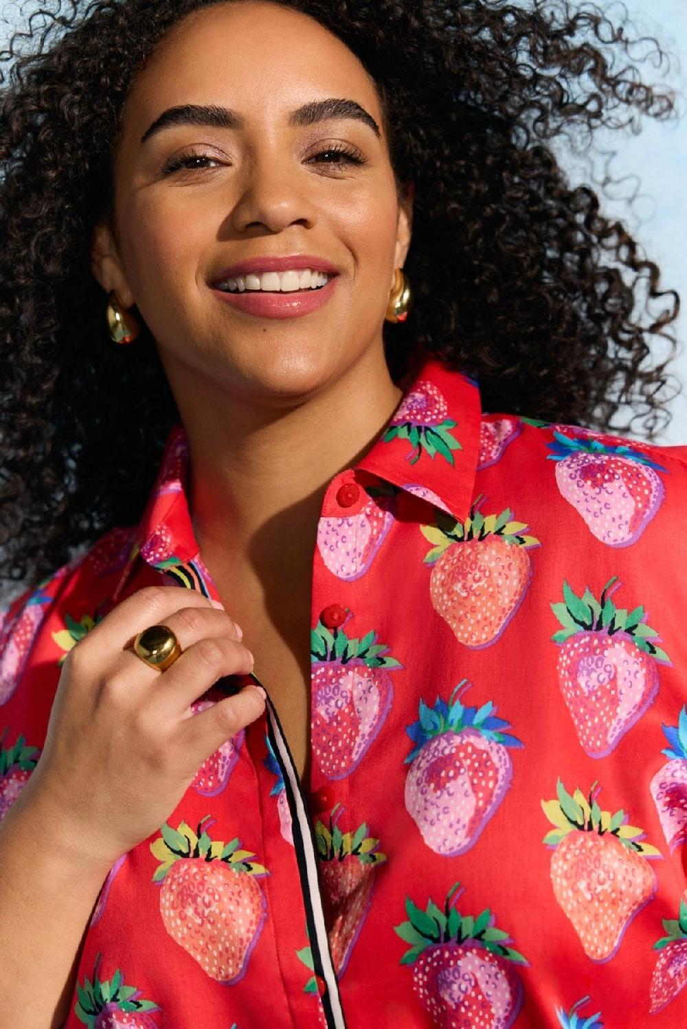 Foxcroft Charlie Plus Strawberry Delight Long Sleeve Shirt