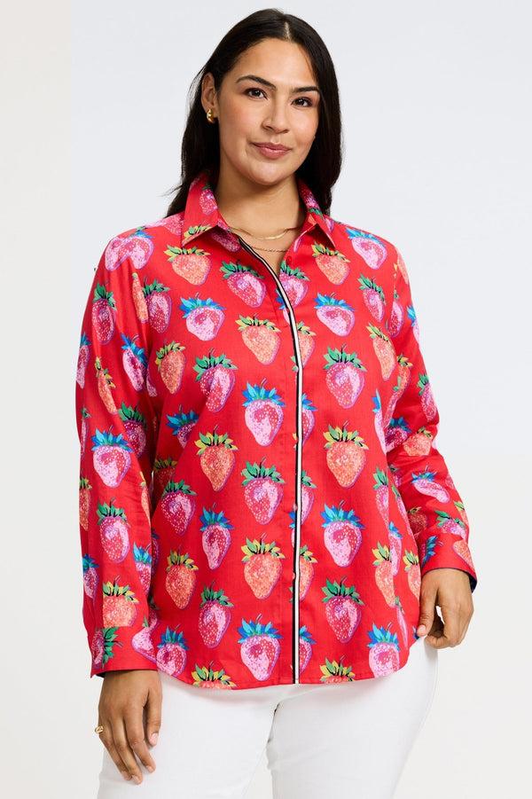 Foxcroft Charlie Plus Strawberry Delight Long Sleeve Shirt