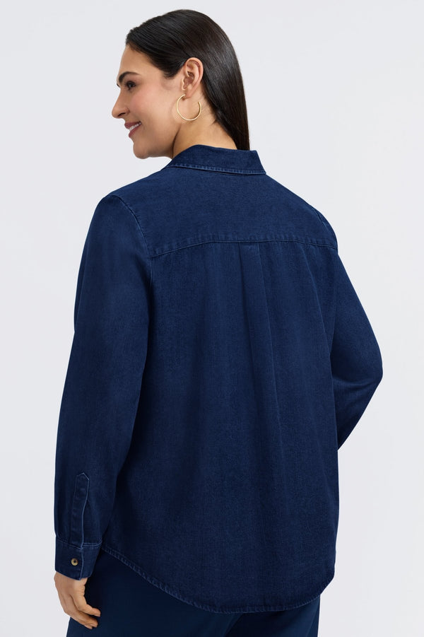 Foxcroft Charlie Plus Tencel® Denim Long Sleeve Shirt