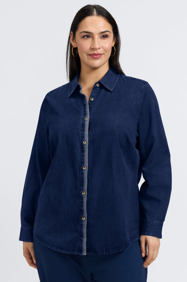 foxcroft Charlie Plus Tencel® Denim Long Sleeve Shirt