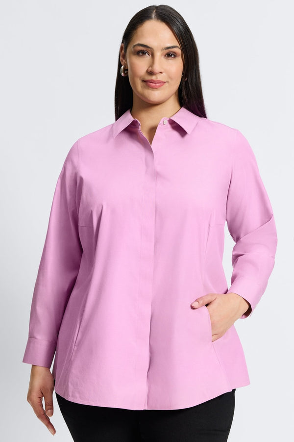 Foxcroft Cici Plus No Iron Pinpoint Long Sleeve Tunic