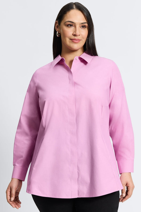 foxcroft Cici Plus No Iron Pinpoint Long Sleeve Tunic