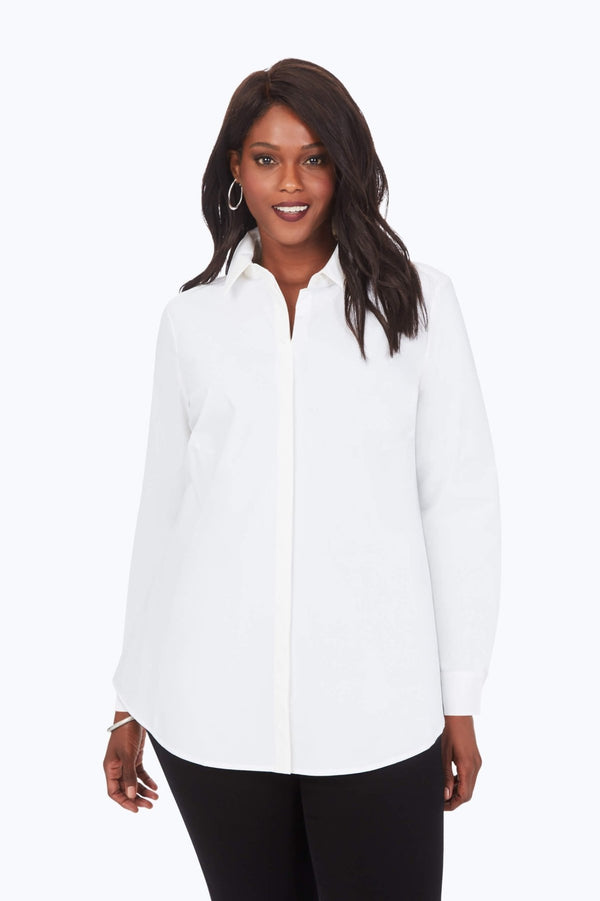 foxcroft Cici Plus No Iron Stretch Long Sleeve Tunic