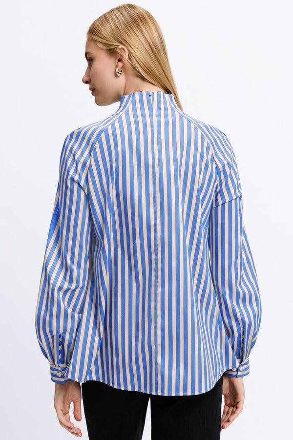 Foxcroft Daphne No Iron Stretch Striped Long Sleeve Popover Shirt