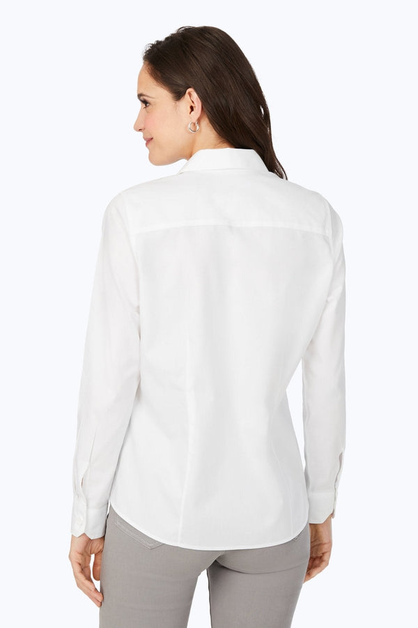 Foxcroft Dianna Petite No Iron Pinpoint Long Sleeve Shirt