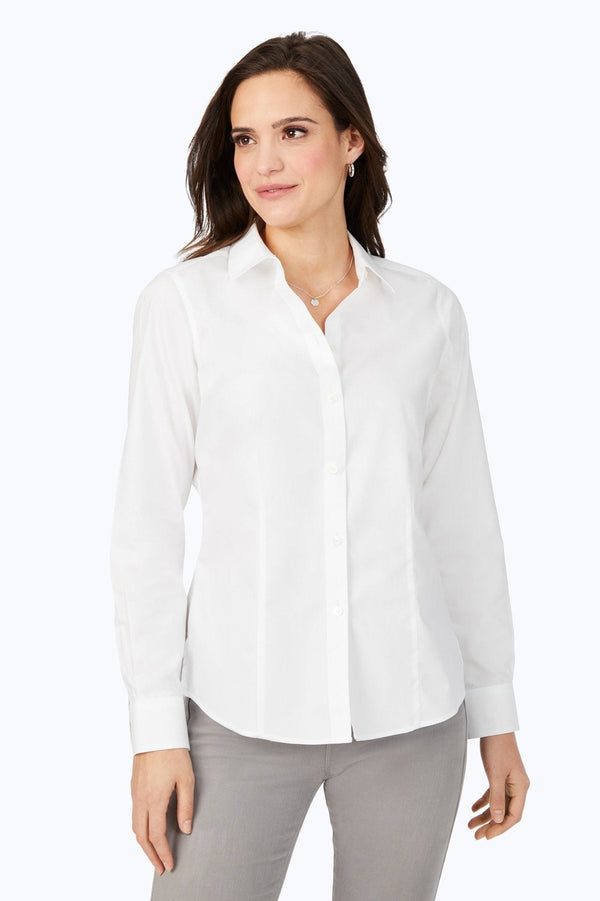 foxcroft Dianna Petite No Iron Pinpoint Long Sleeve Shirt