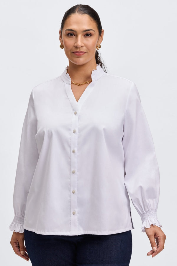 foxcroft Elora Plus No Iron Stretch Matte Sateen Long Sleeve Shirt