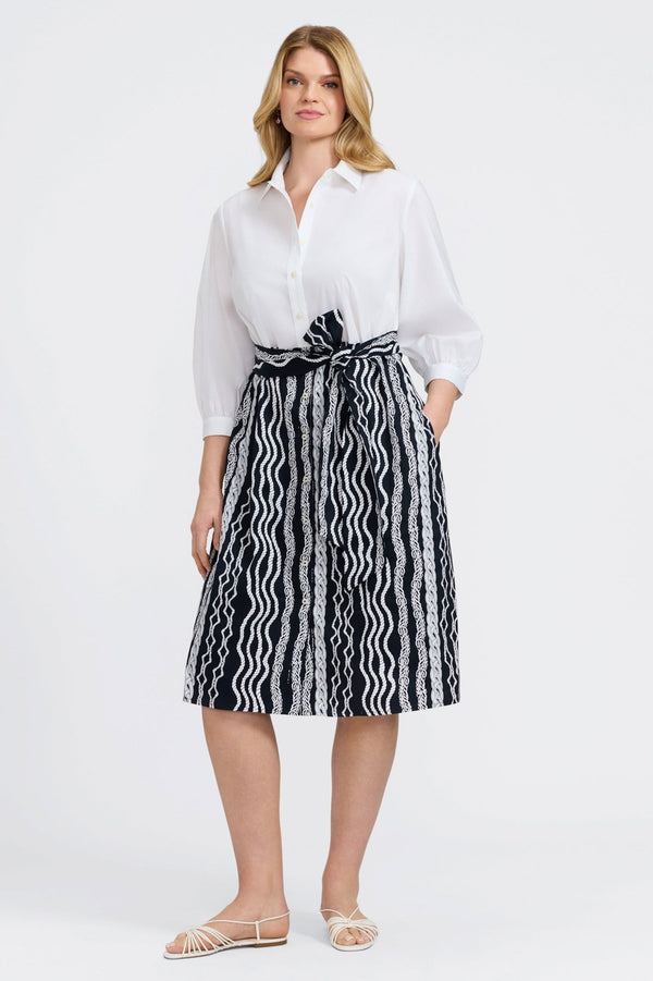 Foxcroft Esther Plus Braided Belts 3/4 Sleeve Dress