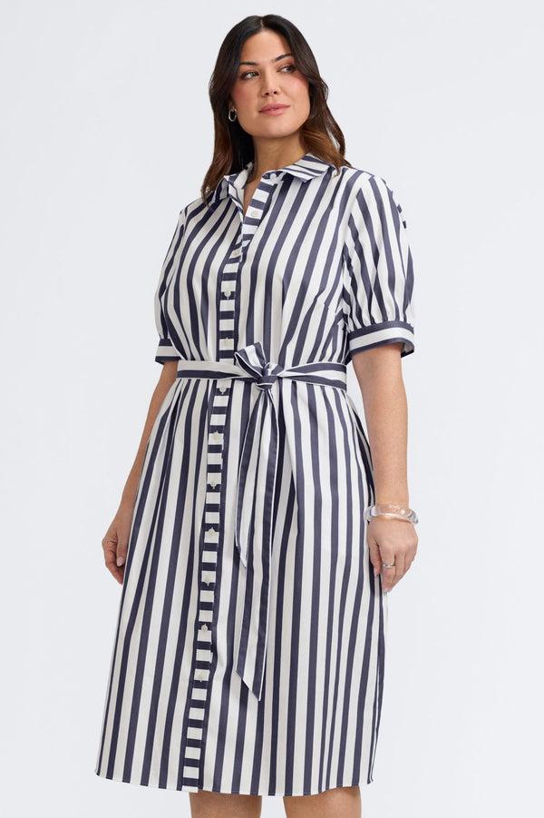 foxcroft Esther Plus Springtime Stripe Elbow Sleeve Dress