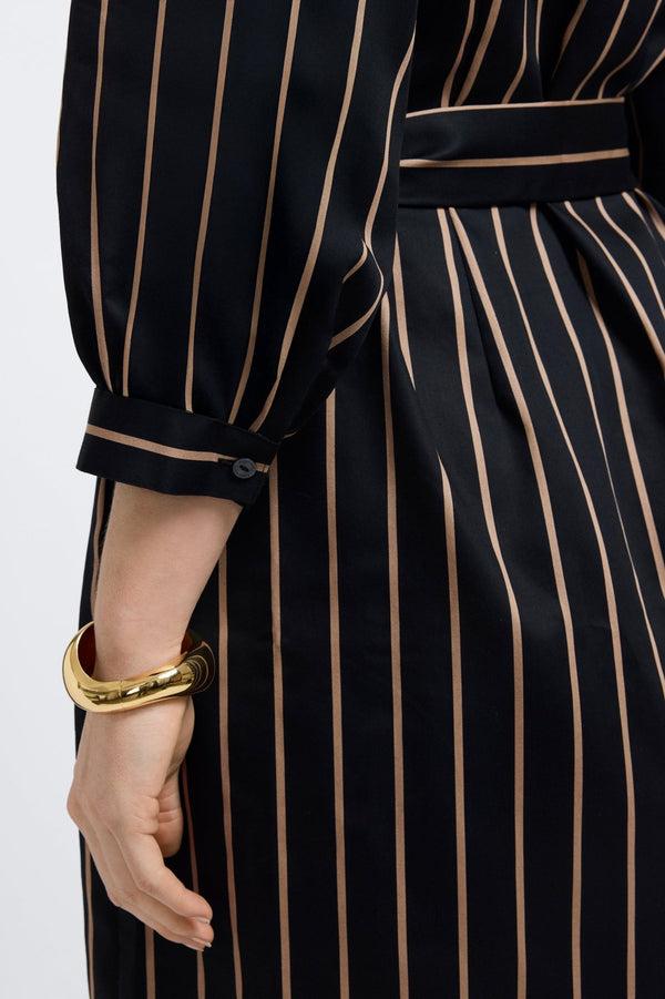 Foxcroft Esther Plus Stripe & Houndstooth 3/4 Sleeve Dress