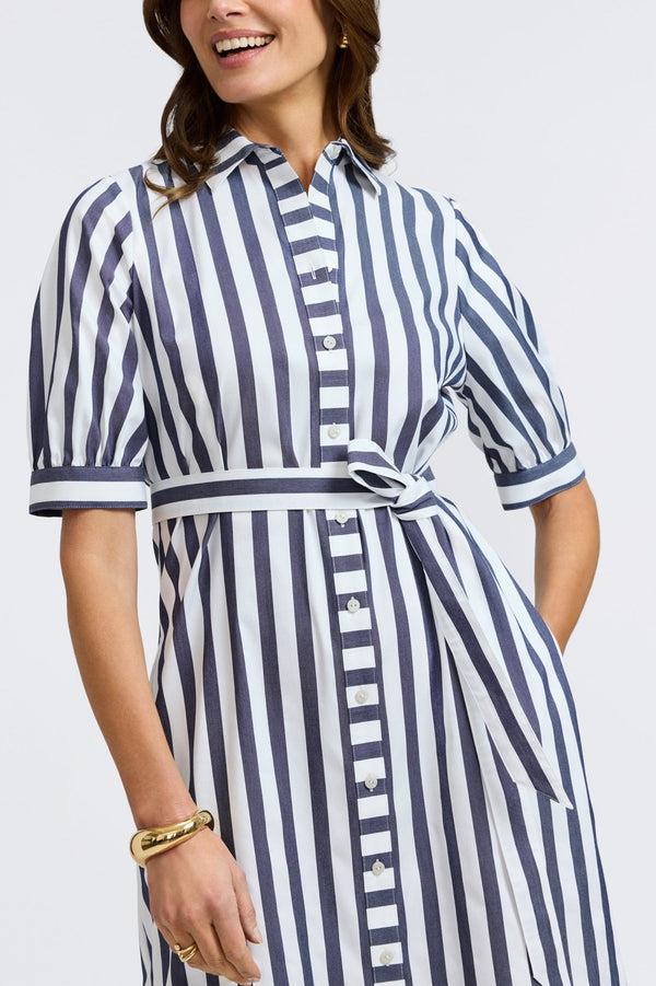 Foxcroft Esther Springtime Stripe Elbow Sleeve Dress