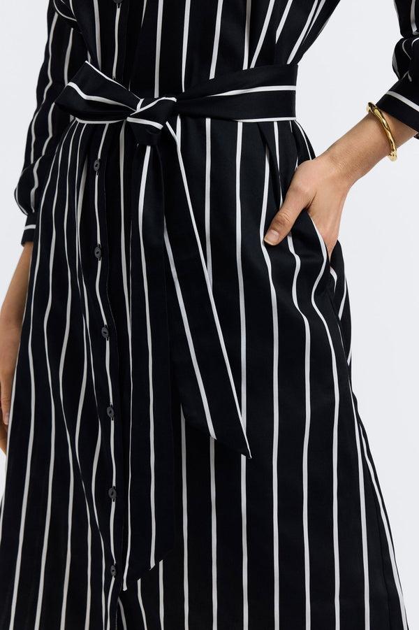 Foxcroft Esther Stripe & Houndstooth 3/4 Sleeve Dress