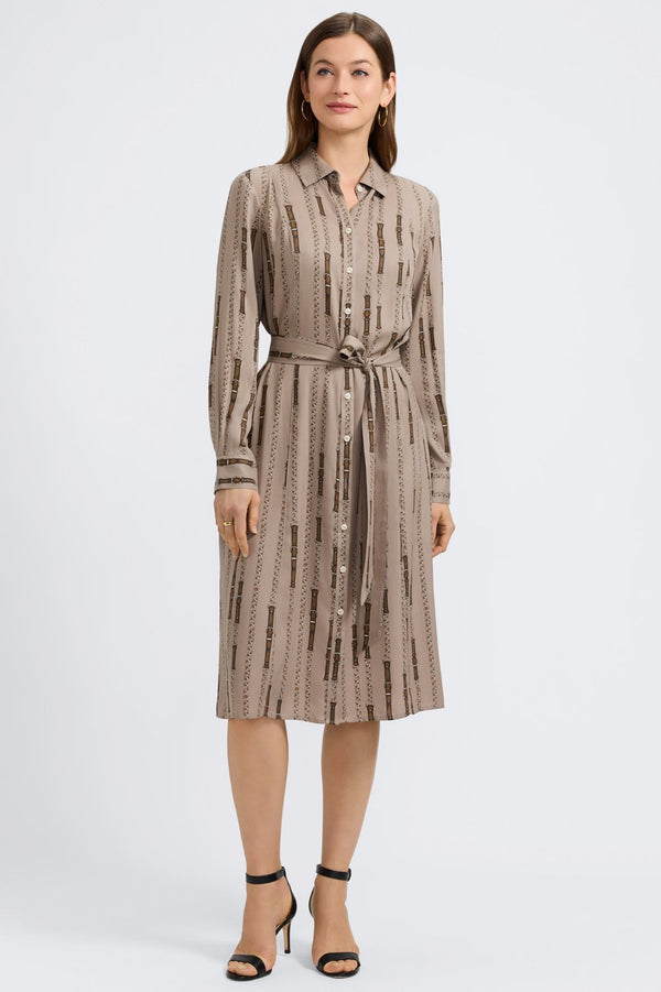 foxcroft Fiona Chain Stripe Long Sleeve Sleeve Dress