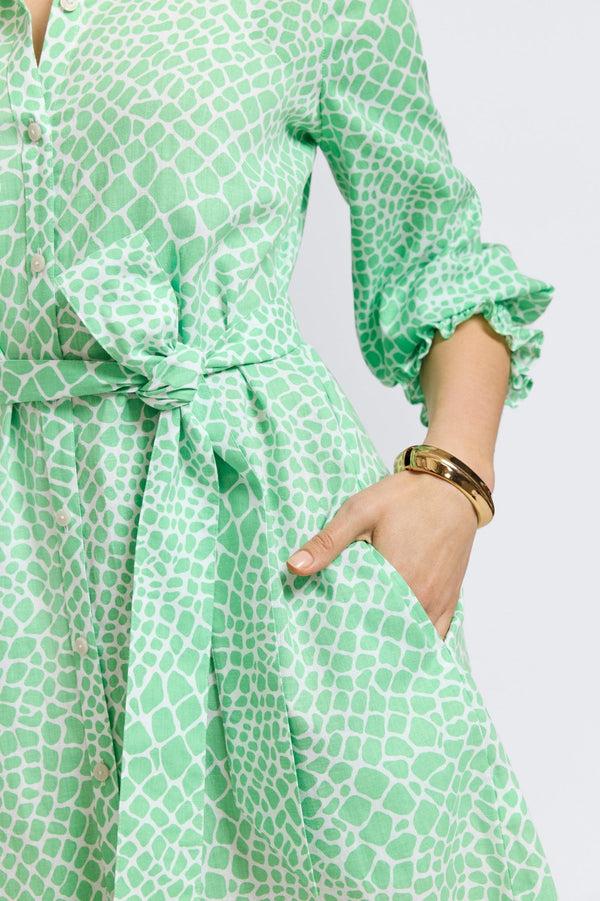 Foxcroft Abby Linen Giraffe 3/4 Sleeve Dress