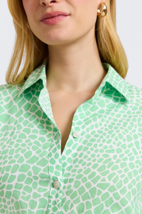 Foxcroft Abby Linen Giraffe 3/4 Sleeve Dress