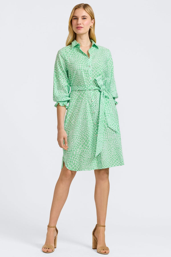 Foxcroft Abby Linen Giraffe 3/4 Sleeve Dress