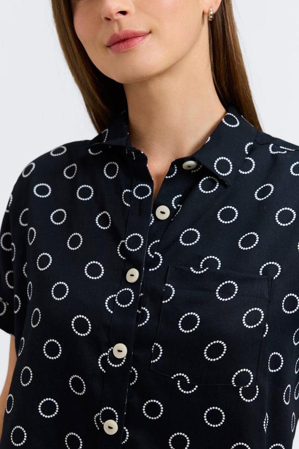 Foxcroft Abigail Circle Dot Short Sleeve Shirt