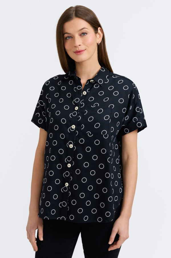 foxcroft Abigail Circle Dot Short Sleeve Shirt