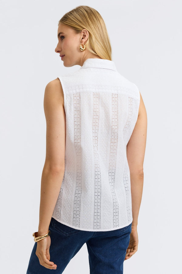 Foxcroft Ada Cotton Eyelet Sleeveless Shirt