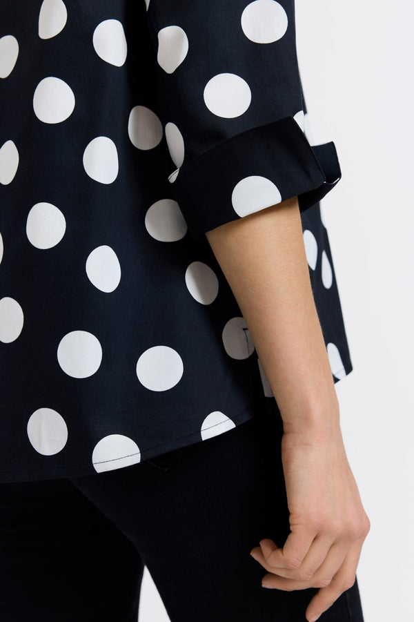 Foxcroft Agnes Polka Dot 3/4 Sleeve Popover Shirt