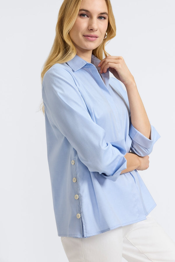 foxcroft Beatrice Cavalry Twill 3/4 Sleeve Shirt