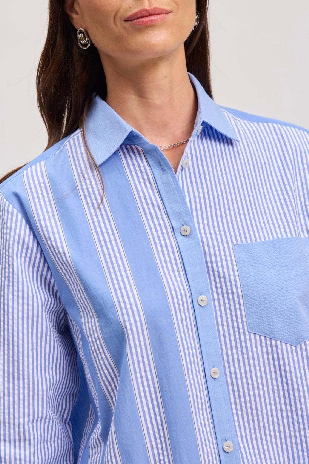 Foxcroft Boyfriend Seersucker Long Sleeve Tunic