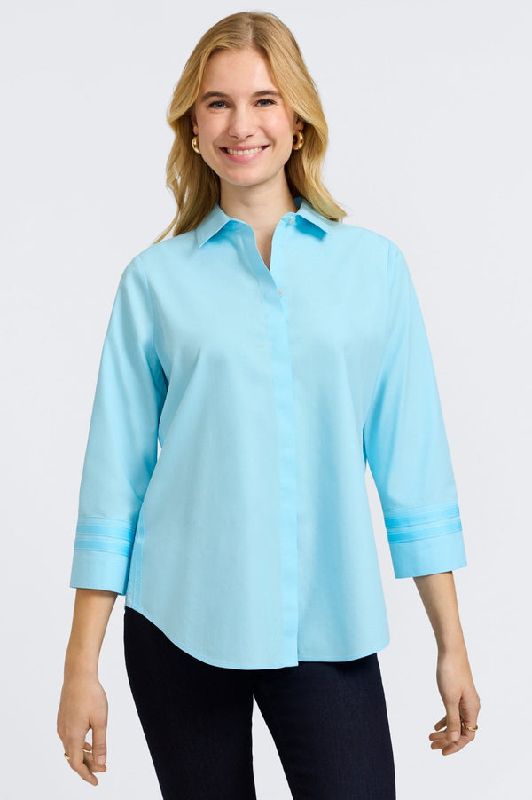 foxcroft Brooke No Iron Pinpoint 3/4 Sleeve Shirt