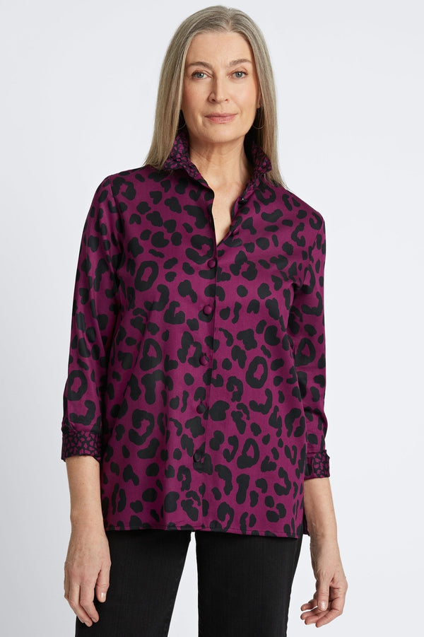 Foxcroft Carolina Cheetah Long Sleeve Shirt Jacket