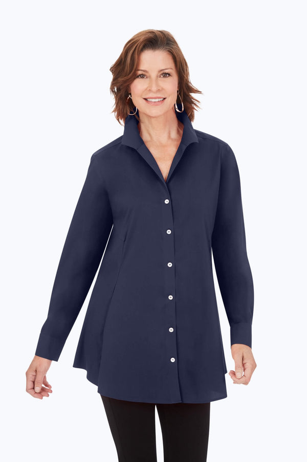 Foxcroft Cecilia No Iron Stretch Long Sleeve Tunic
