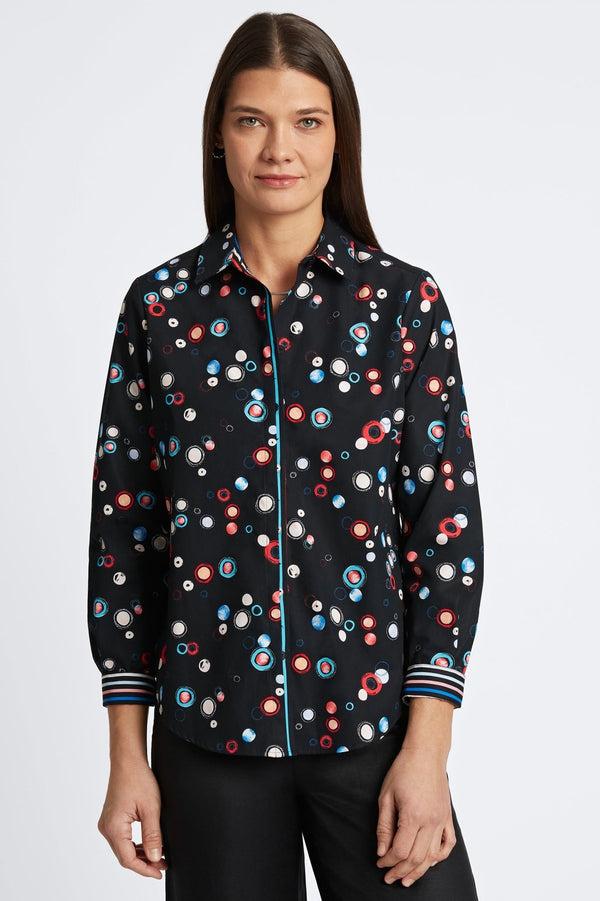 foxcroft Charlie Multicolor Dots Long Sleeve Shirt