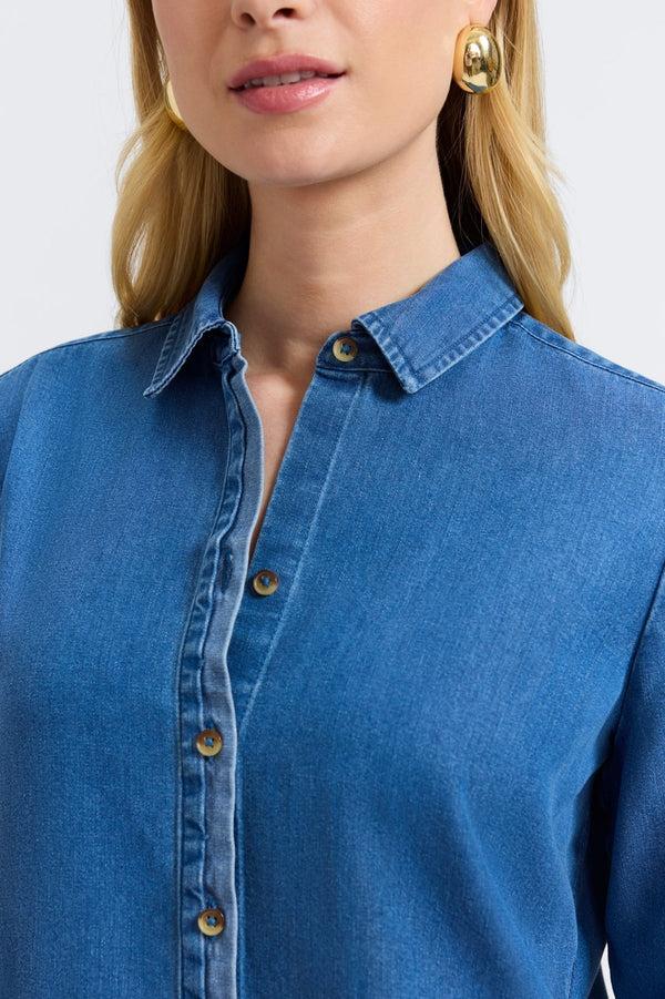 Foxcroft Charlie Tencel® Denim Long Sleeve Shirt