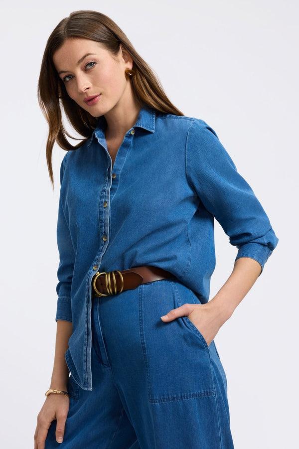 Foxcroft Charlie Tencel® Denim Long Sleeve Shirt