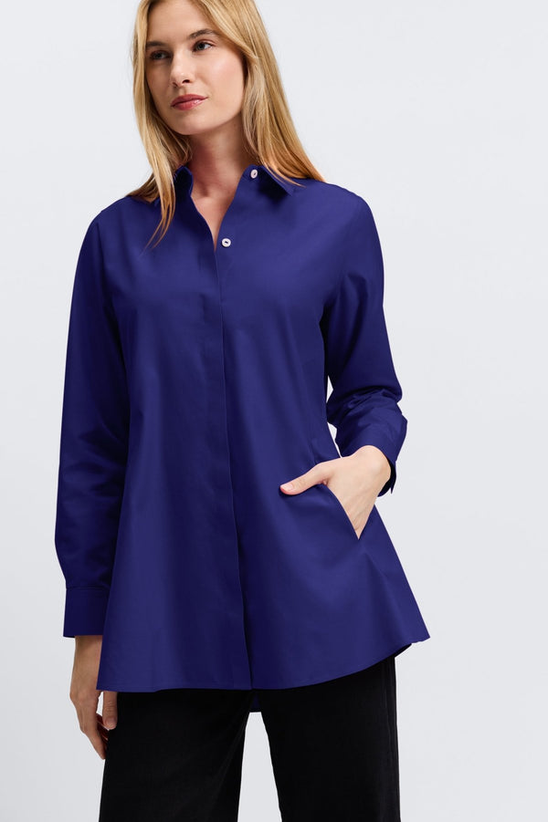 Foxcroft Cici No Iron Pinpoint Long Sleeve Tunic