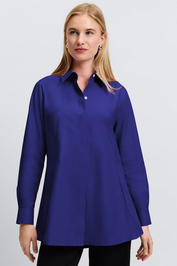 foxcroft Cici No Iron Pinpoint Long Sleeve Tunic