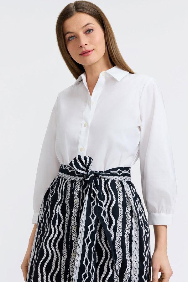 Foxcroft Esther Braided Belts 3/4 Sleeve Dress