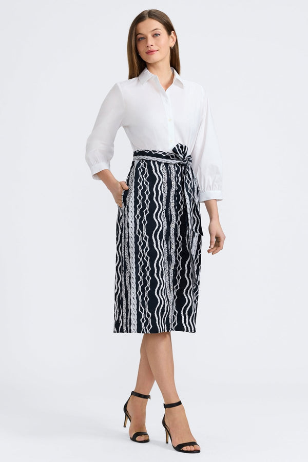 foxcroft Esther Braided Belts 3/4 Sleeve Dress