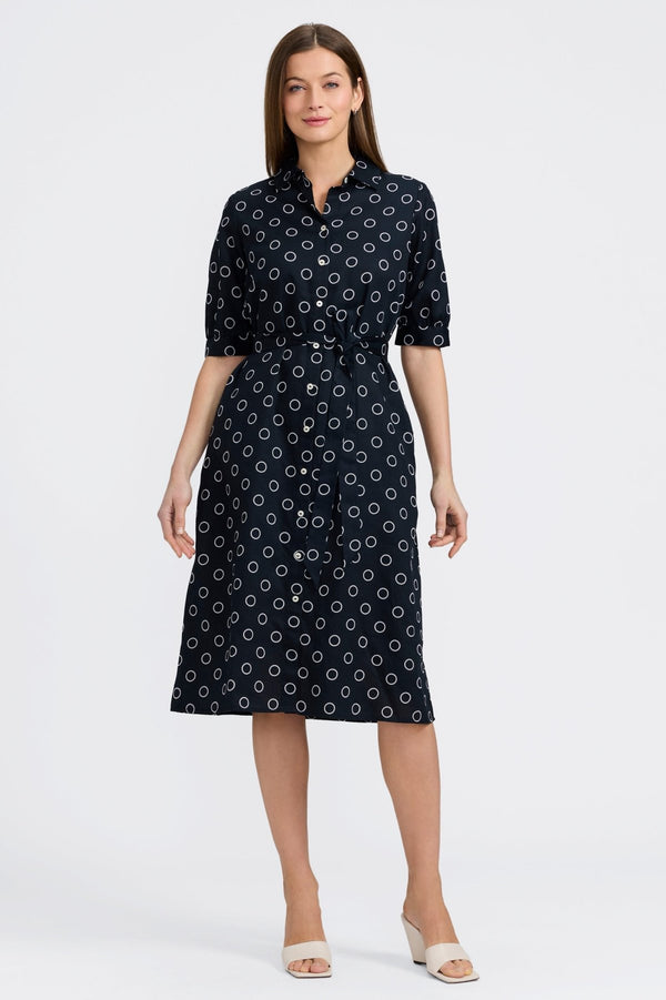 foxcroft Esther Circle Dot Elbow Sleeve Dress