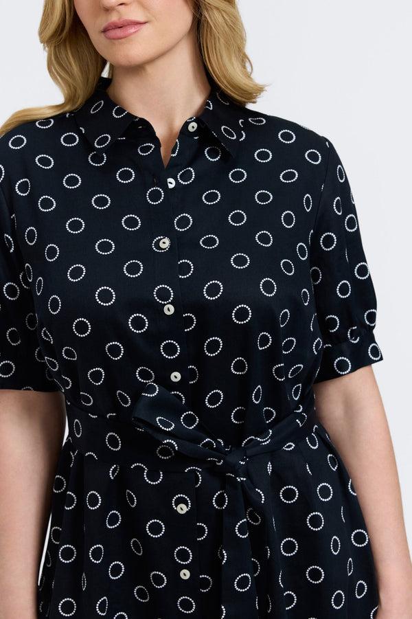 Foxcroft Esther Plus Circle Dot Elbow Sleeve Dress