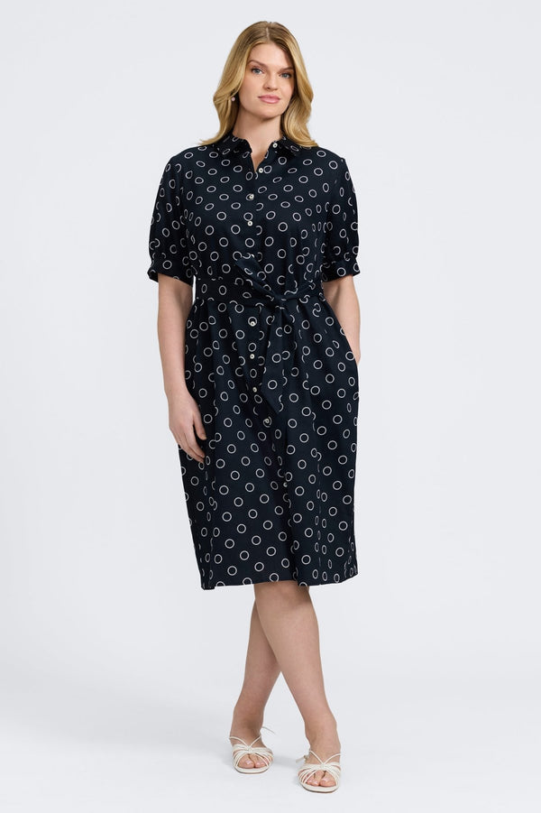 foxcroft Esther Plus Circle Dot Elbow Sleeve Dress